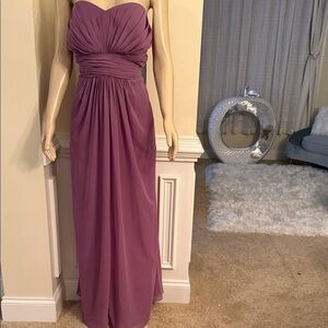 David's Bridal Strapless Mauve Gown